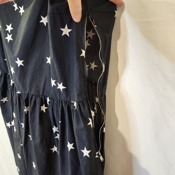 Gap Women's Tie Strap Dress Size 10 Dark Navy Star Print Americana‎ Summer FLAW - Picture 5 of 8